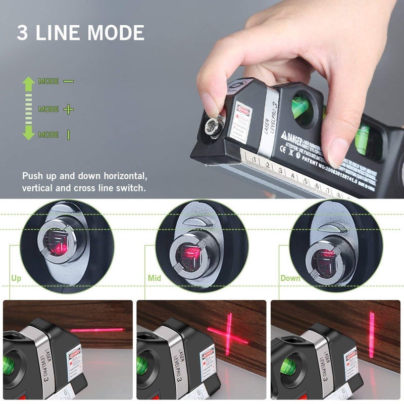 micmi Laser level, Multipurpose Laser tape measure Line 8ft+ Tape Measure Ruler Adjusted Standard and Metric Rulers Update Batteries MICMI A80 (Laser level) - Image 4